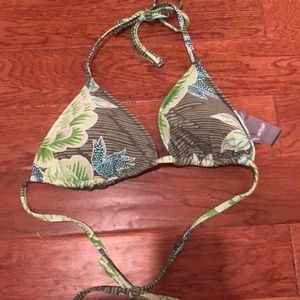 Green floral bikini top